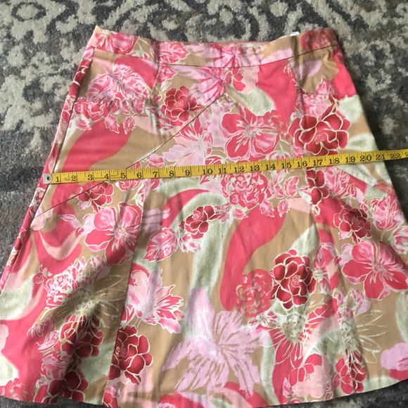Express Design Studio Pink Floral Cotton Skirt 8 - Picture 2 of 7